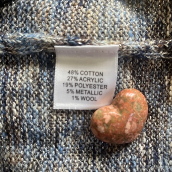 Norm Thompson Cowl Neck Sweater Multi Color w/ Sparkling Silver Theading  Size M - Picture 8 of 10